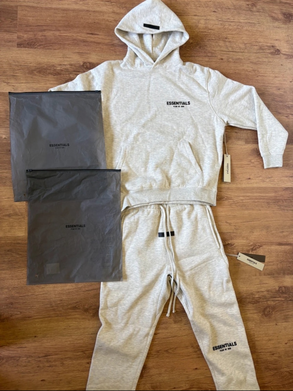 Essentials For Adults Light Heather Gray Logo Sweatpants & Hoodie Set